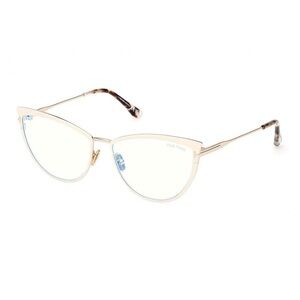 TOM FORD EYEGLASSES FT5877-B 025 Ivory / Clear Blue Light Block 56mm